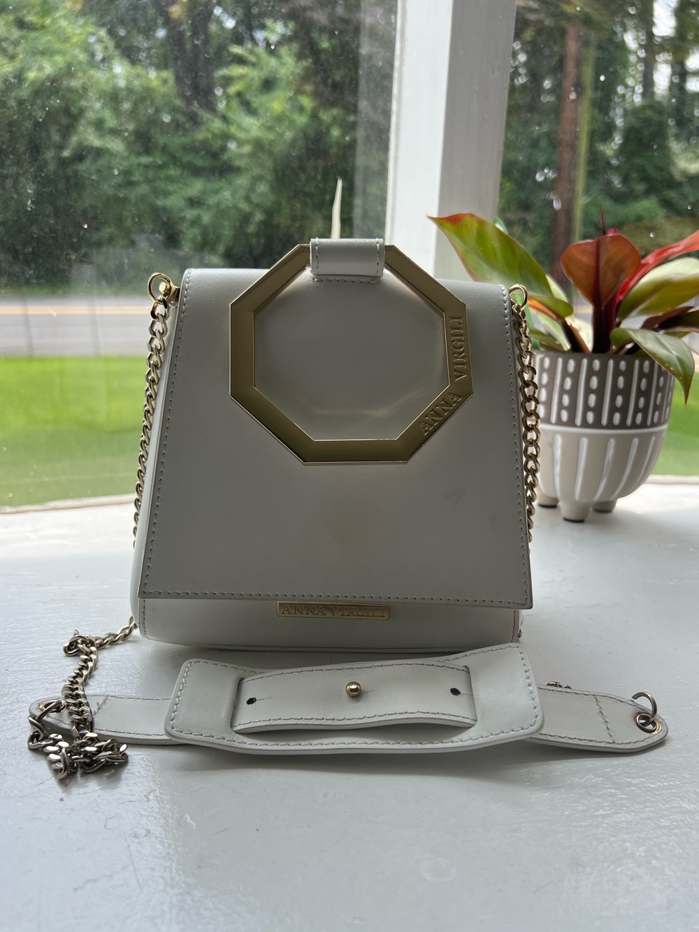 Italian Leather White Anna Virgili Purse